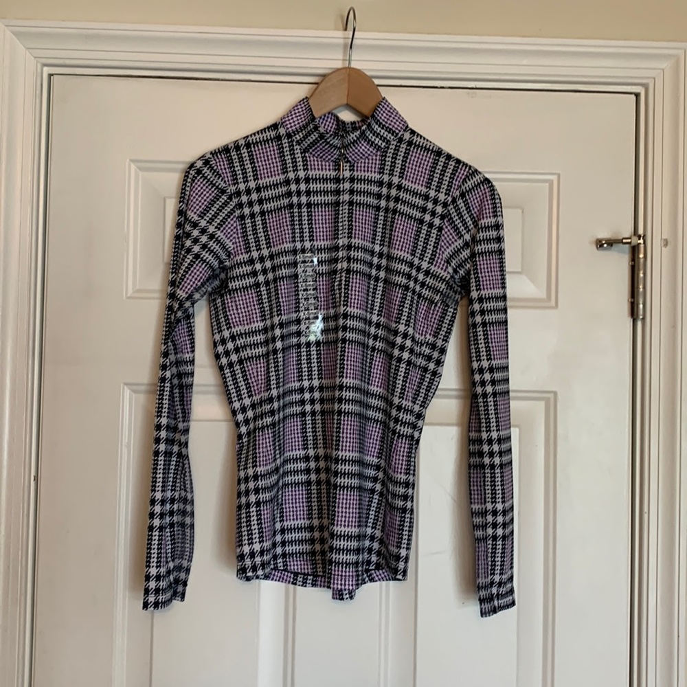NWT EPNY Golf Glen plaid zip mock polo.